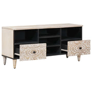 Mobile TV | Armadietto TV | Mobile Porta TV Bianco 100 x 33,5 x 46 cm Legno di mango massello