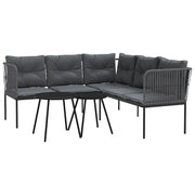 Set Divano da Giardino | Set Salotto da Giardino con Cuscini Nero Acciaio e Textilene