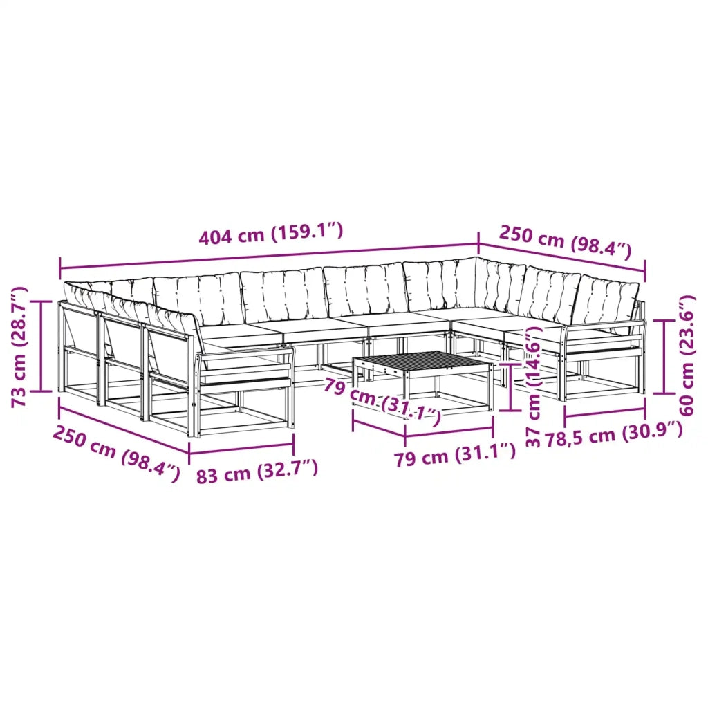 Set di divani da esterno con cuscino 10 pcs Bianco e Crema 3389092
