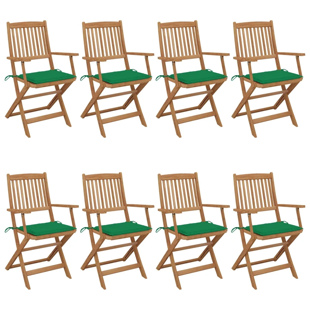Sedie da Giardino Pieghevoli 8 pz con Cuscini Massello Acacia cod mxl 17528