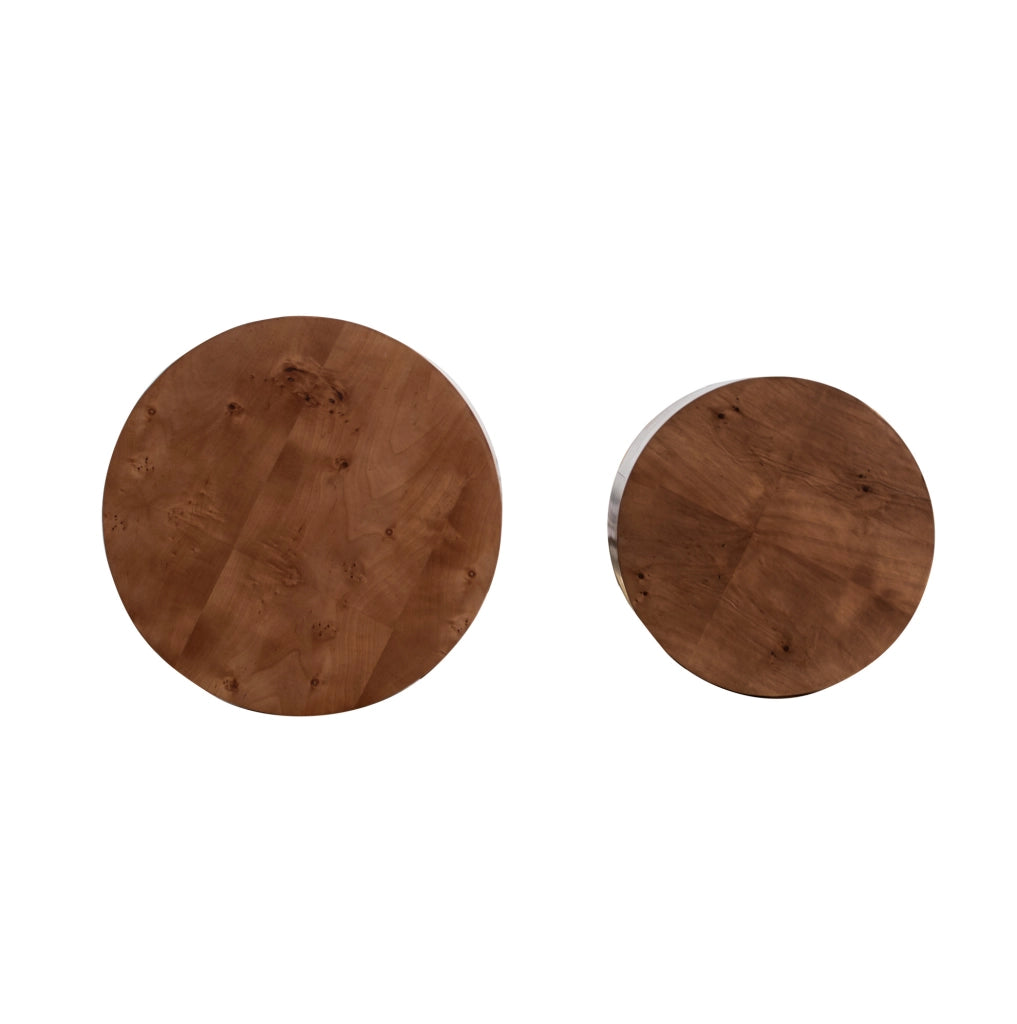 Set di 2 tavolini nesting 55x55x46 cm; design rustico; in legno e MDF; marrone scuro