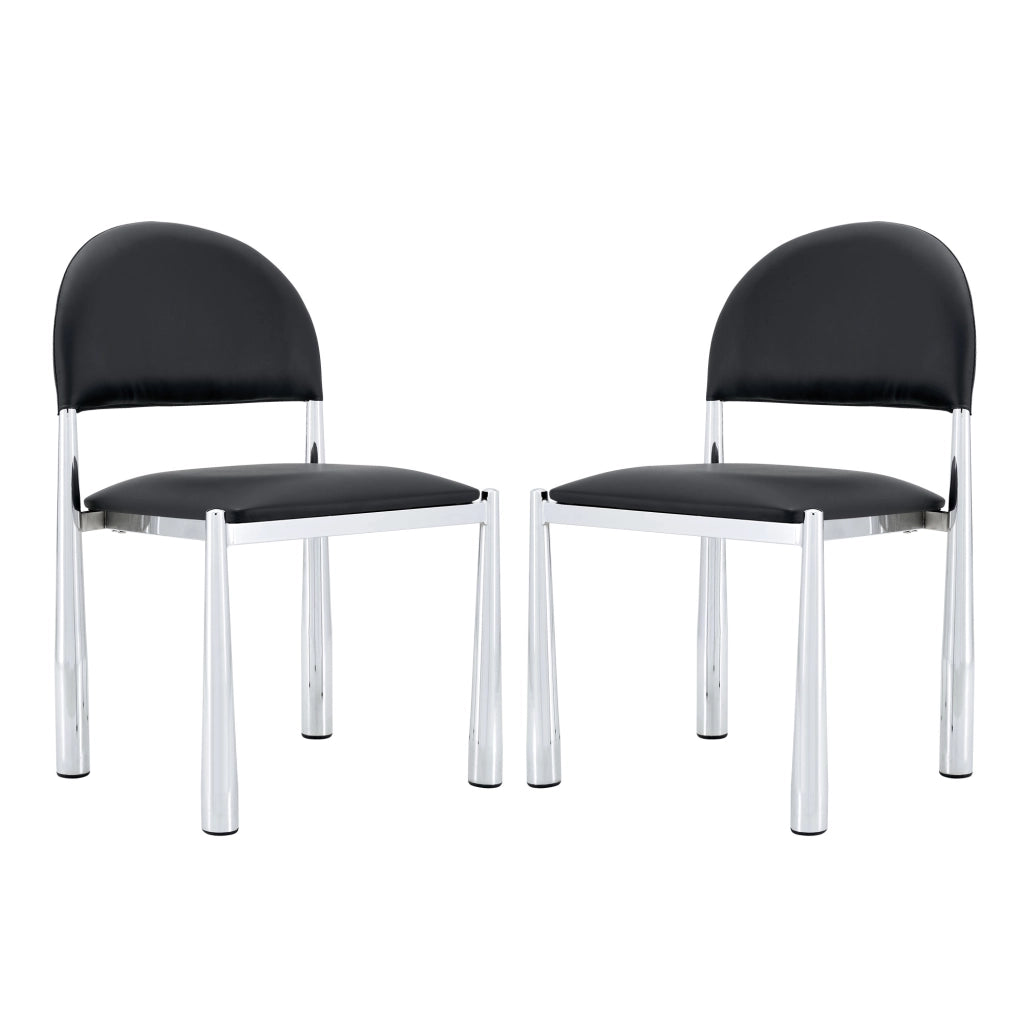 SEDIA da pranzo Set da 2 pezzi 80 cm PU Nero con gambe in metallo