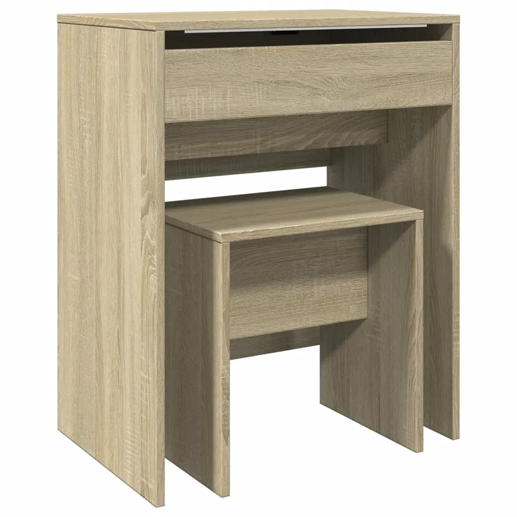 Toeletta | Tavolo da Trucco e Sgabello Rovere Sonoma 60x40x113,5 cm