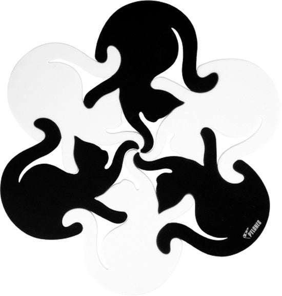 Sostegni per vasi in forma di gatti, sostegni per pentole e padelle in un solo pezzo - nero/bianco - diametro 22 cm