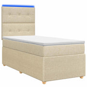 Letto Box Spring LED con Materasso Crema 90 x 200 cm Tessuto 3455774