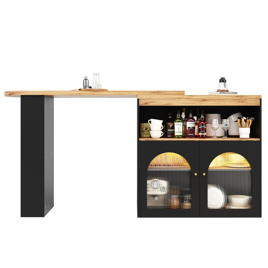 Tavolo Bar Allungabile con LED ¨C Xylo ¨C Nero, 138-193x39x105 cm