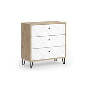 Vicco Cassettiera per camera da letto Artigianale/Bianco 80.2 x 82.6 cm con 3 cassetti