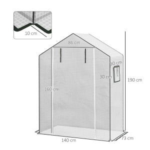 TELA PER SERRA Rinforzata 140x73x190 cm Bianca con porta e finestre