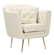 Poltrona Budapest Crema con Cuscino 88x83x91 cm in Compensato e Spugna e Ferro e Poliestere Crema