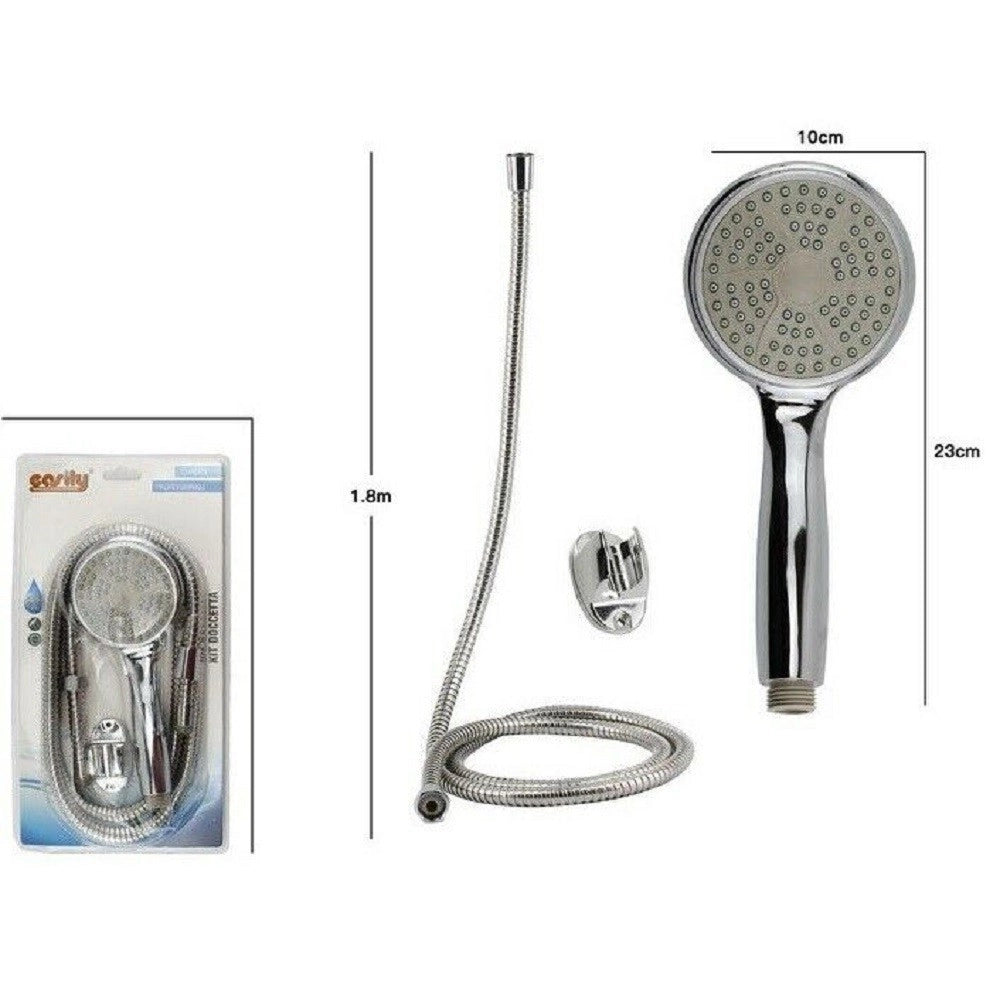Trade Shop - Kit Doccetta Doccino Tondo Soffione Doccia Con Laccio 1,8mt Staffa 69061 Bagno -