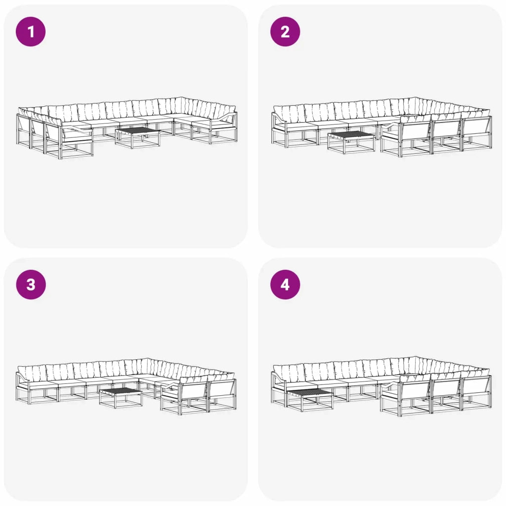 Set di divani da esterno 11 pz Bianco e Nero 3389150