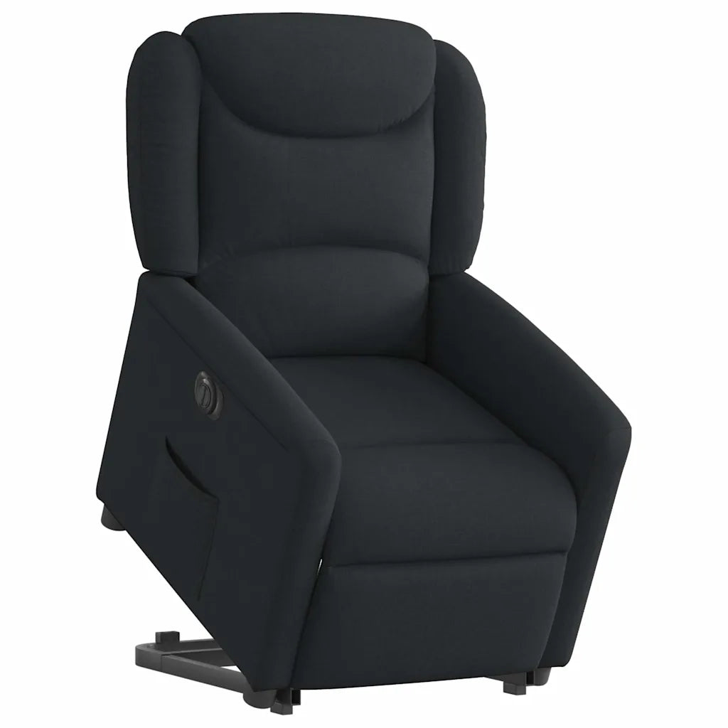 Poltrona | Sedia Relax Alzapersona Reclinabile Elettrica Nera in Tessuto