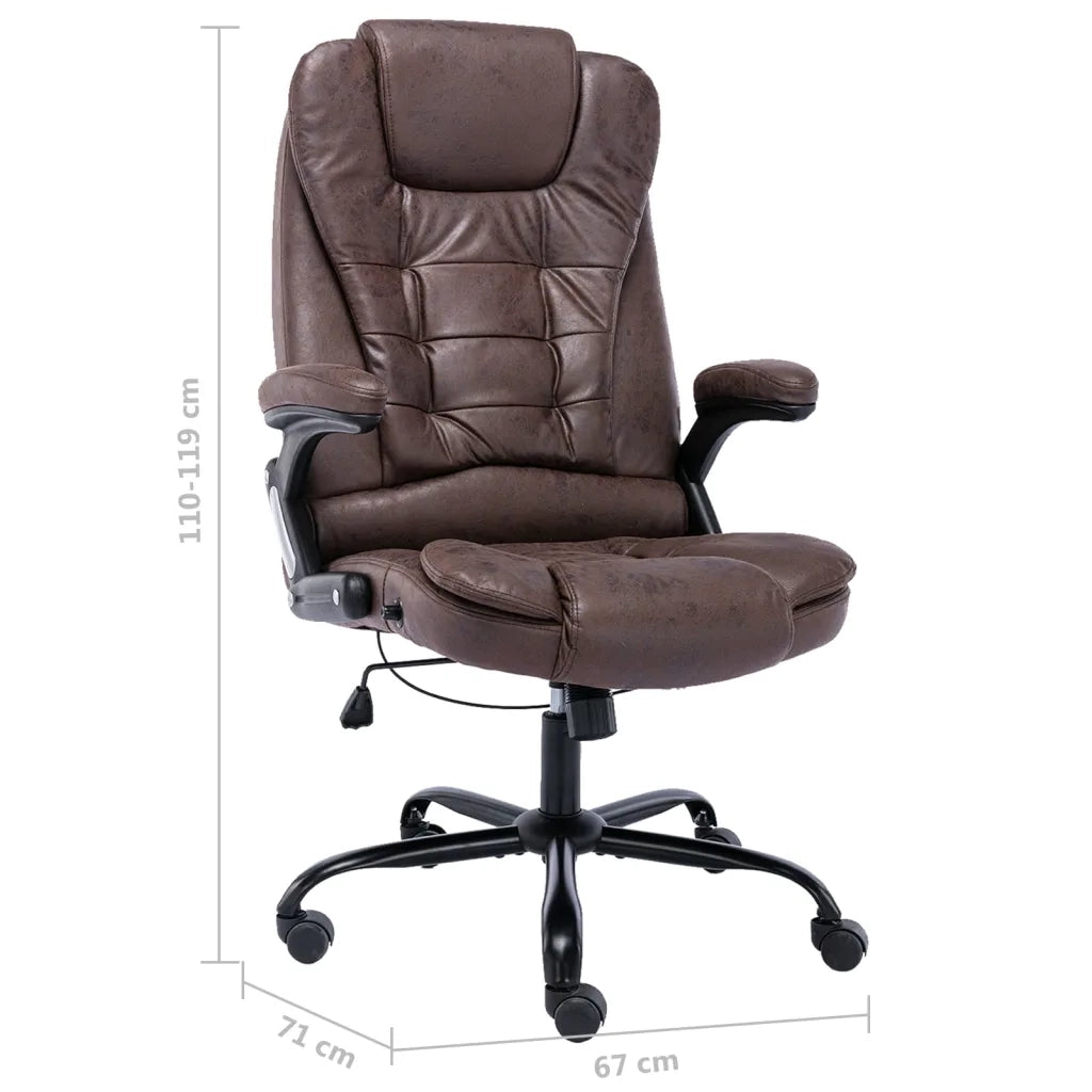 Sedia da Ufficio | Sedia da Gaming Marrone Scuro in Scamosciato