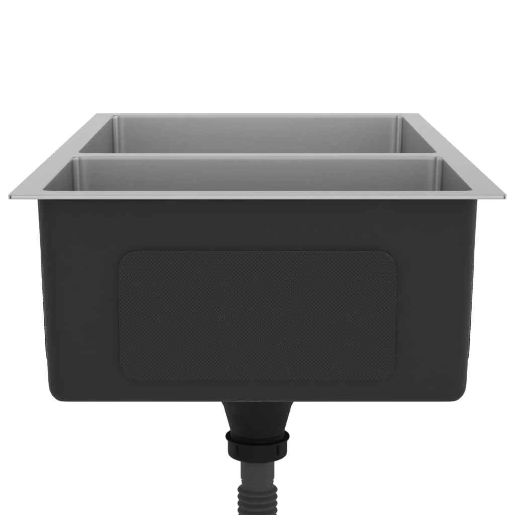 Lavello da cucina lavello da incasso per interni domestici montaggio dall'alto o dal basso resistente ai graffi e agli urti 71,5 x 44 cm acciaio inox 02_0002477