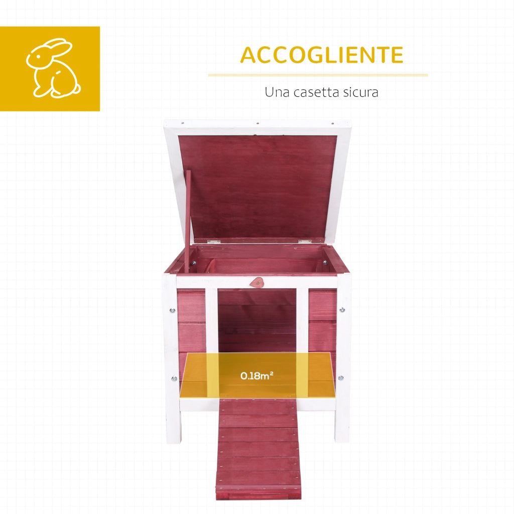 Conigliera in Legno con Tetto Apribile ¨C Zephmum ¨C Rosso 51x42x43 cm