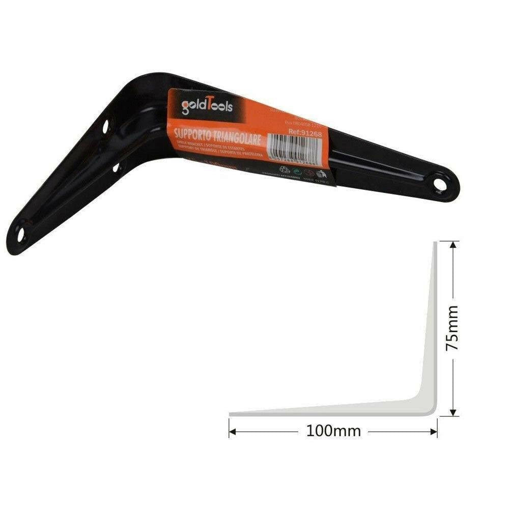 Trade Shop - Staffe Angolari 2pz Supporto Staffa Reggimensole Angolo Retto 90° Nero 75x100mm -