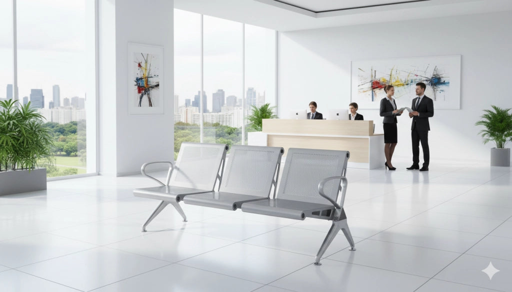 Panca per Sala Attesa 3 Posti in Acciaio da Ufficio Tosini Silver