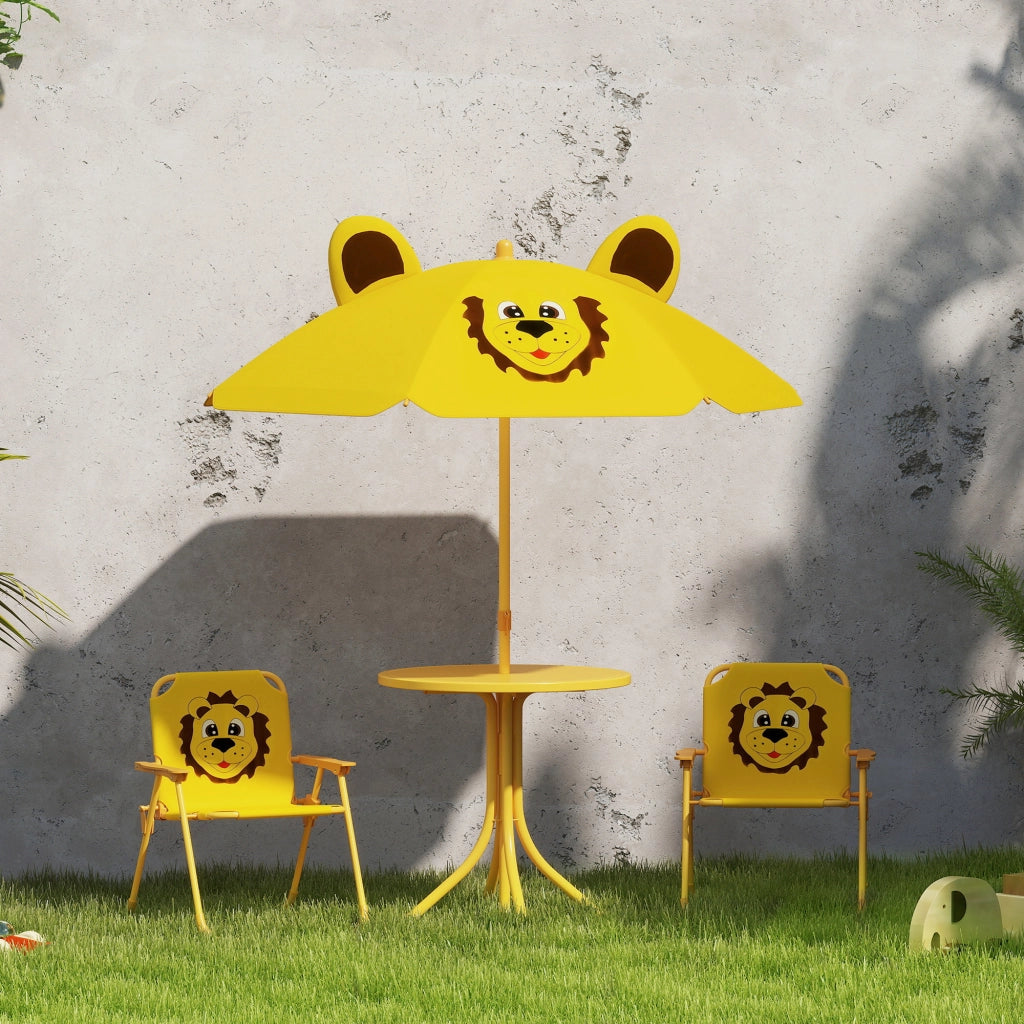 Set da Giardino per Bambini con Tavolino e 2 Sedie Pieghevoli ¨C zephmum ¨C Giallo