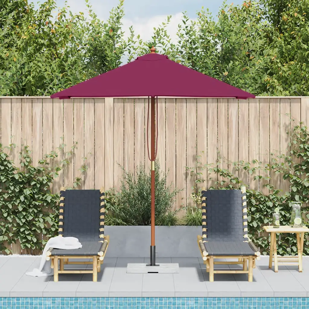 Ombrellone da Esterni-Ombrello da giardino Palo in Legno 150x200 cm Rosso Bordeaux