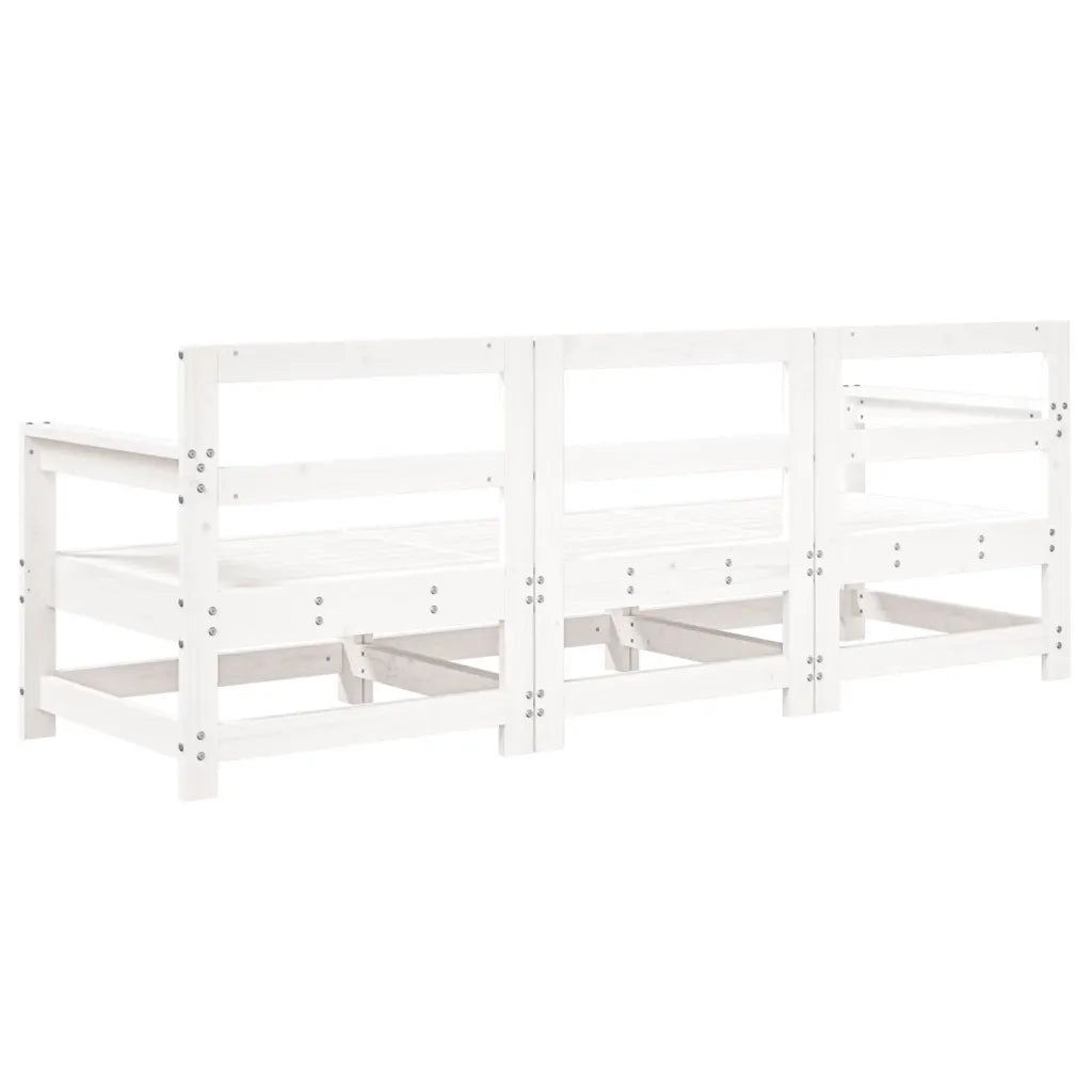 Salotto da Giardino-Set Salotto da Giardino 3 pz Bianco in Legno Massello di Pino 609051