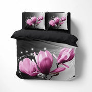 Set di coperte da letto lelie fiori con set di cuscini 135 x 200 cm + 80 x 80 cm, reversibile, 2 pezzi con chiusura a zip