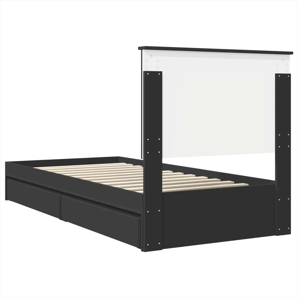 Letto con Contenitore Nero 90 x 190 cm Legno multistrato