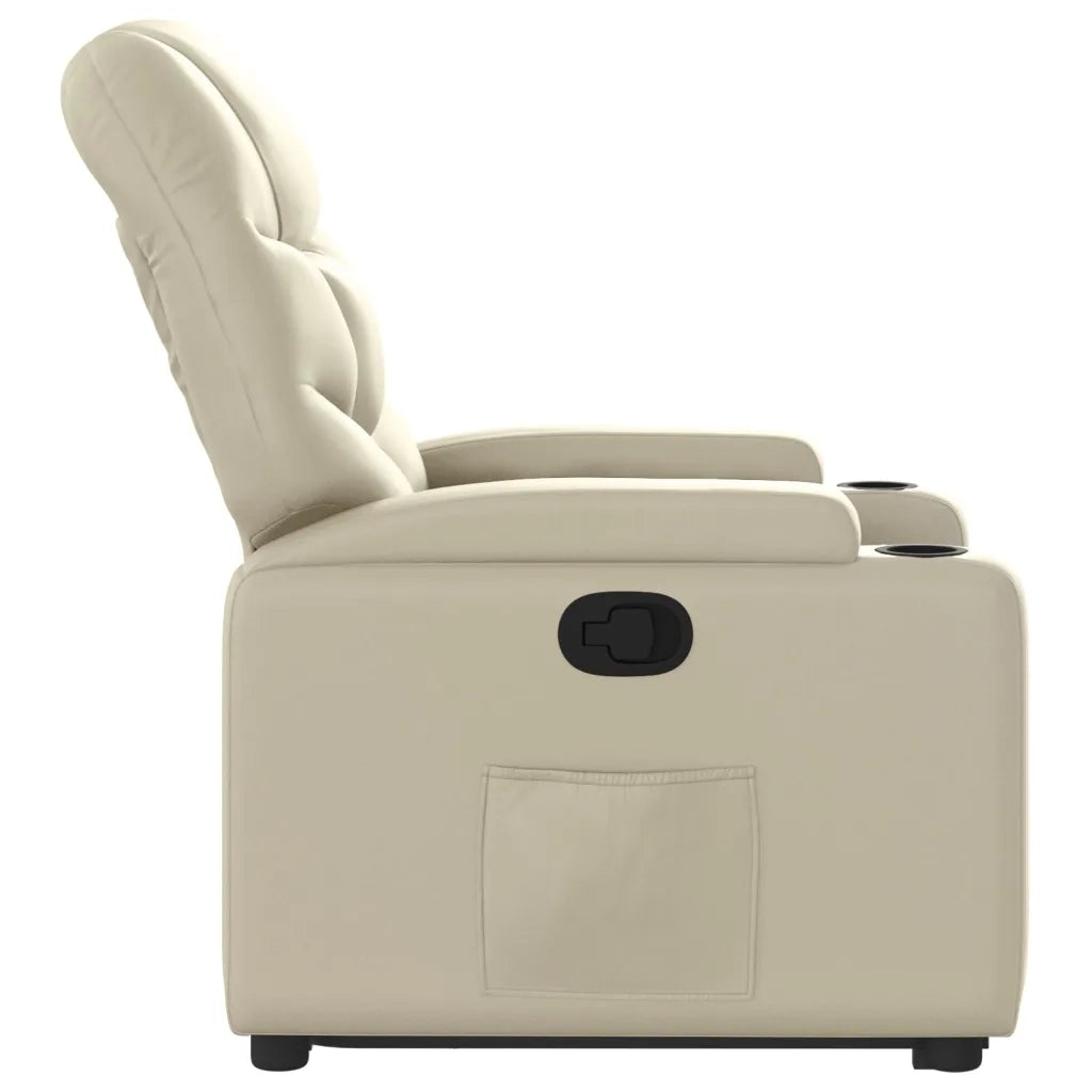 Poltrona | Sedia Relax Alzapersona Reclinabile Crema in Similpelle