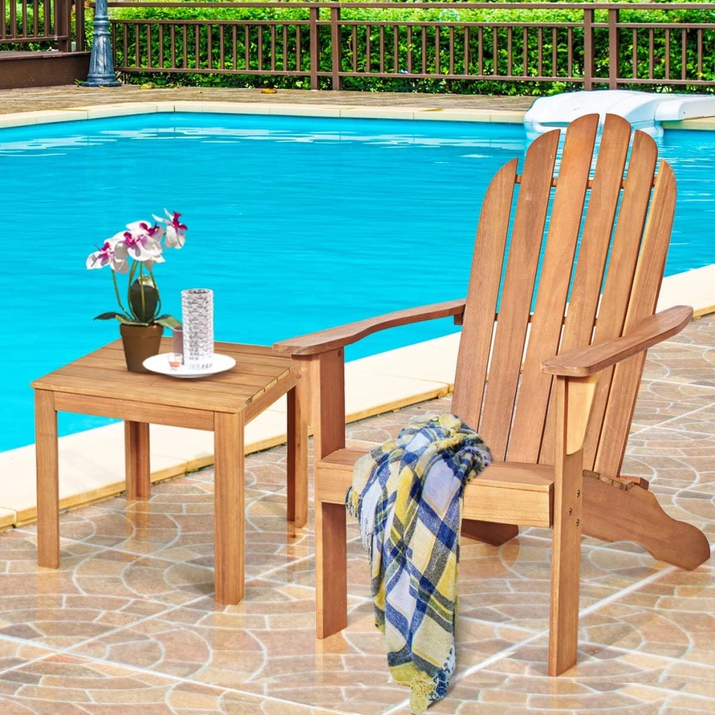 Adirondack Chair in Legno Massello da Esterno, Sedia a Sdraio Prendisole da Spiaggia, Ideale per Cortile, Giardino e Balcone, 69 x 88 x 103 cm (naturale)