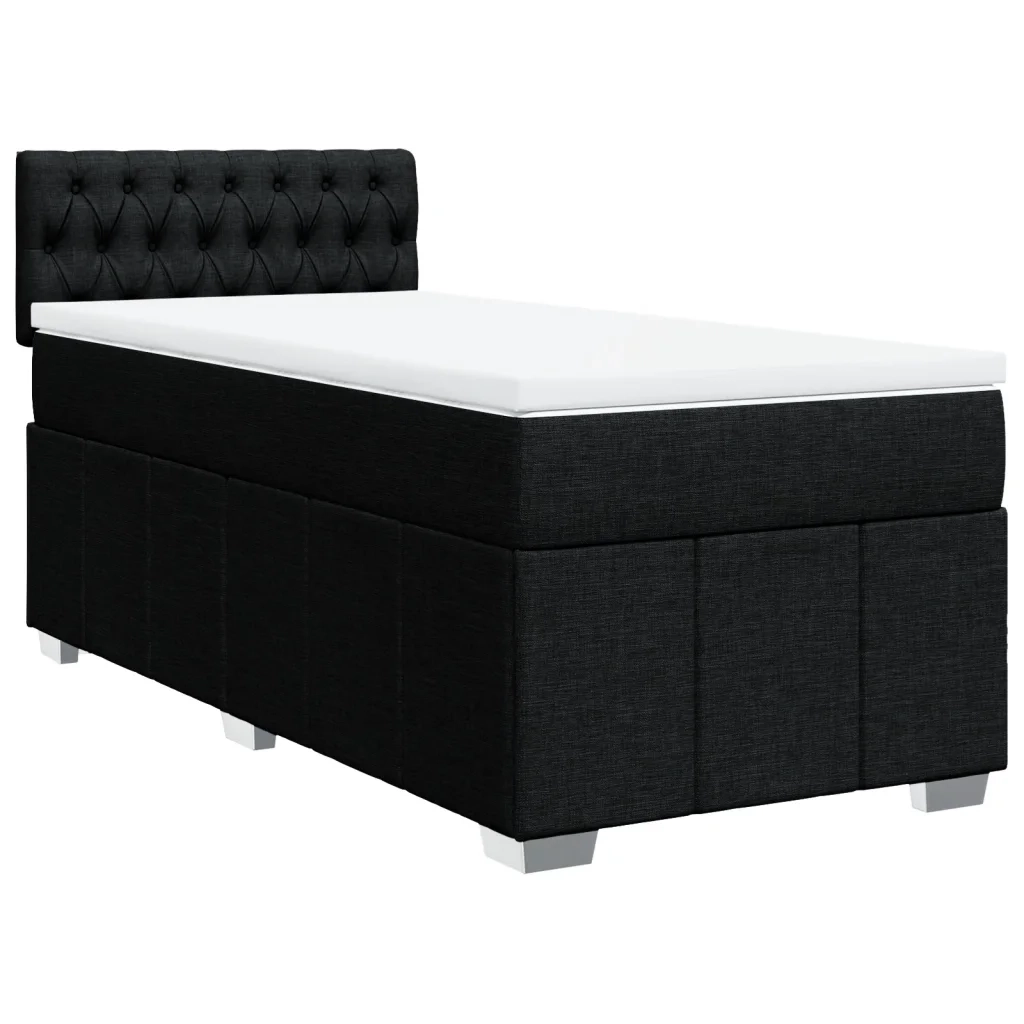 Giroletto a Molle con Materasso Nero 100x200 cm in Tessuto