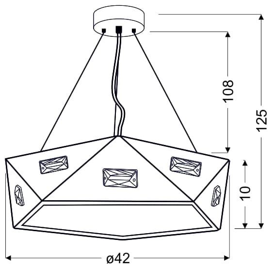 Lampadario Candellux Nemezis 31-59130 nero con cristalli 3xG9