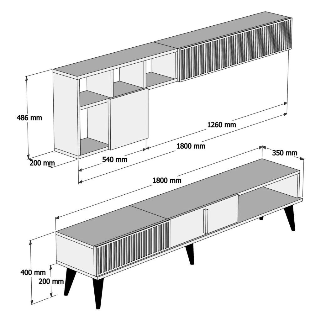 Mobile Soggiorno Domanico, Parete Attrezzata Modulabile, Marrone Noce