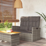 Panca Giardino Reclinabile con Cuscini 118cm Polyrattan Grigio 362186
