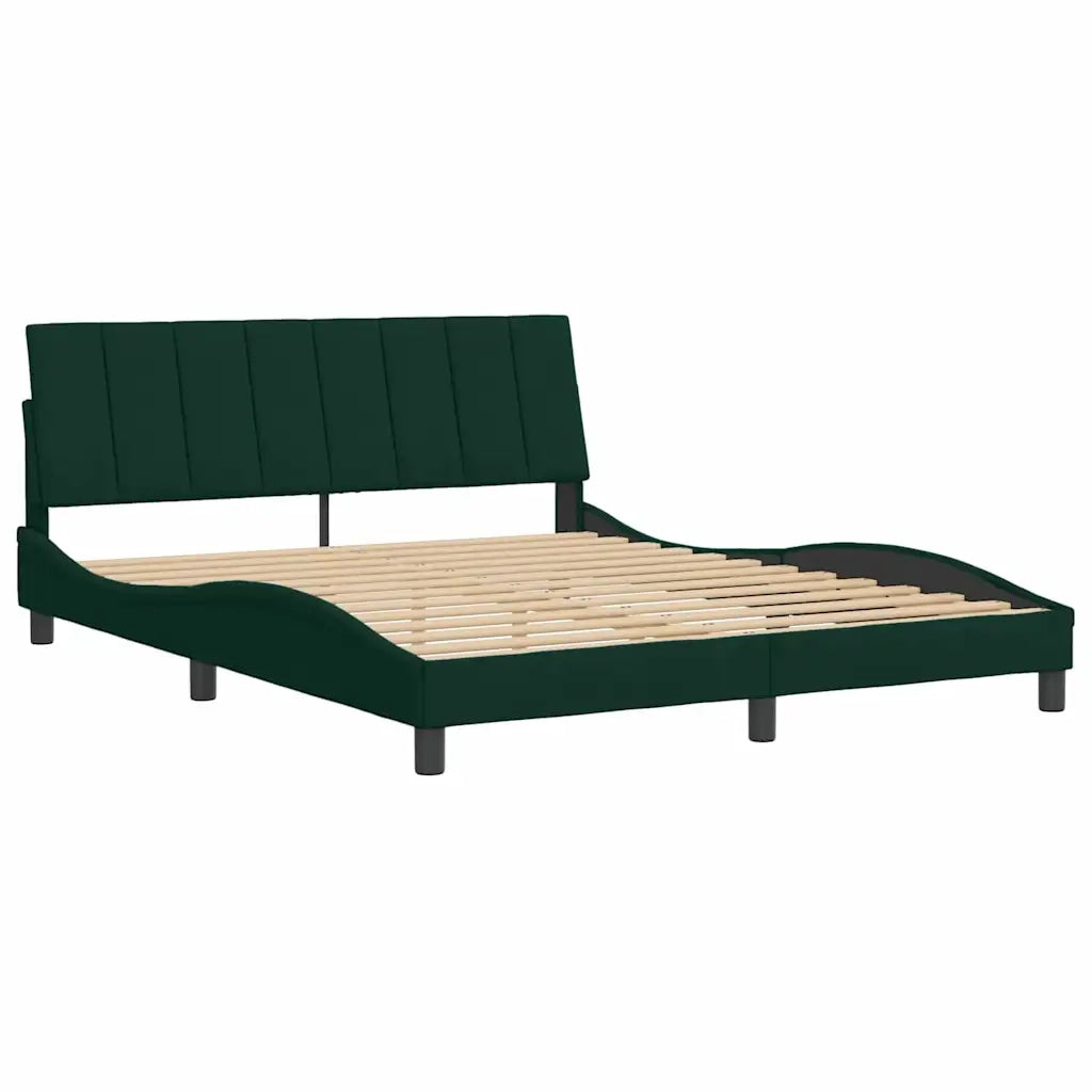 Giroletto senza Materasso Hanko Verde Scuro 160x200 cm in Velluto