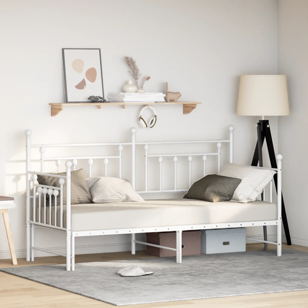 Daybed  con Letto Estraibile Bianco 75x190 cm in Acciaio