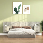 Testiera Letto con Comodini-Testiera con Contenitore in Legno Multistrato Grigio Cemento 343766