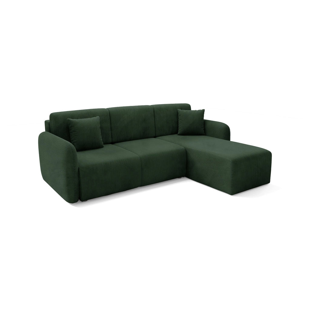Ranco, Divano Letto con Penisola Contenitore, 245x185 cm Verde bottiglia\