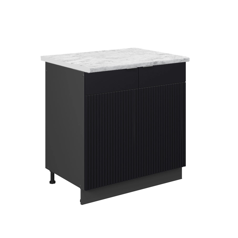 Mobile lavello cucina Fame-Line Nero rigato/Antracite 80 cm, PL Marmo Vicco