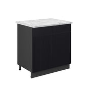 Mobile lavello cucina Fame-Line Nero rigato/Antracite 80 cm, PL Marmo Vicco