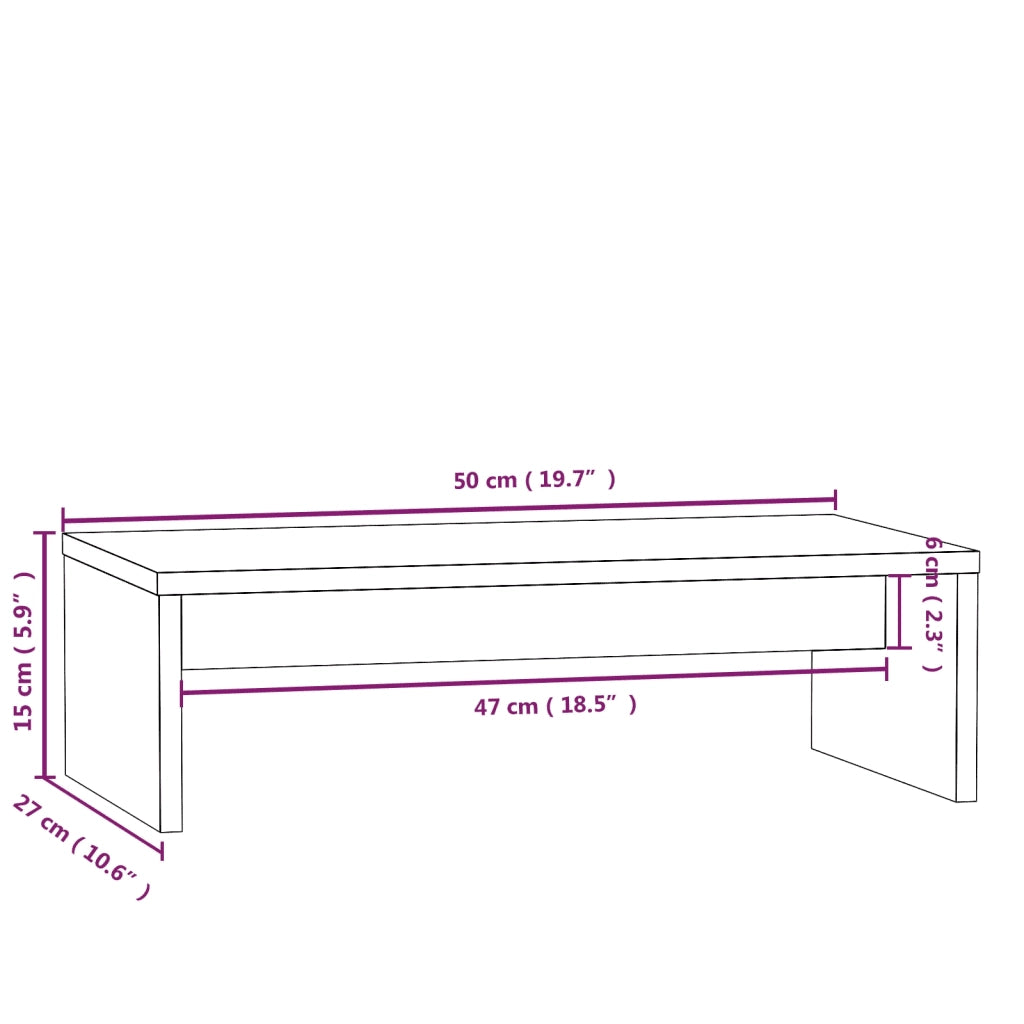 Supporto per Monitor 50x27x15 cm in Legno Massello di Pino 813924