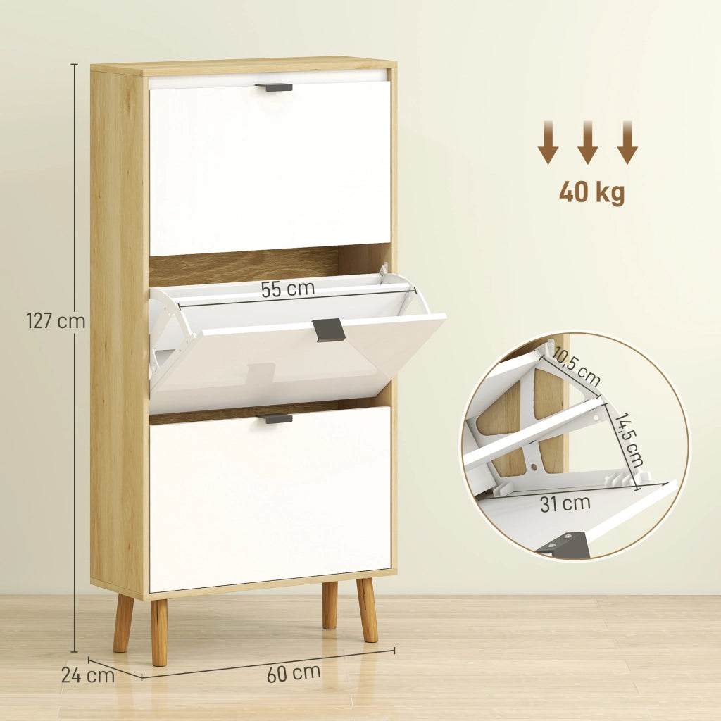 Scarpiera 3 cassetti ¨C zephmum ¨C bianco 60x24x127