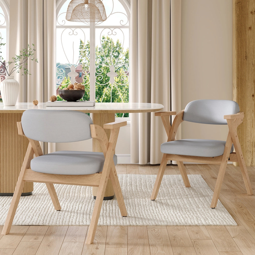 Set di 4 sedie da pranzo pieghevoli con braccioli in legno grigio