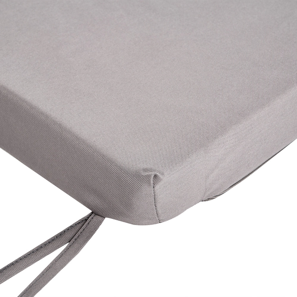 Cuscino per panche da esterno con lacci e rivestimento sfoderabile in tessuto grigio con lacci, resistenti ai raggi UV e idrorepellenti