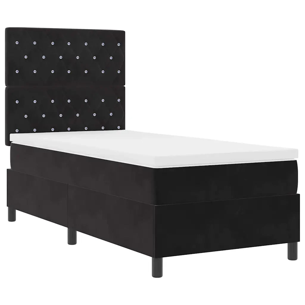 Letto a molle con materasso Nero 100 x 200 cm Tessuto 3339748