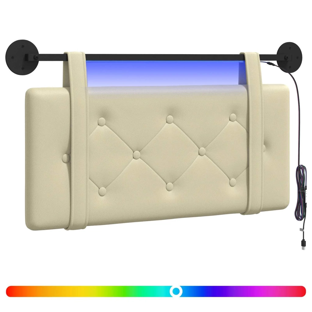 Testiera sospesa Con luce LED Crema Similpelle 3424098