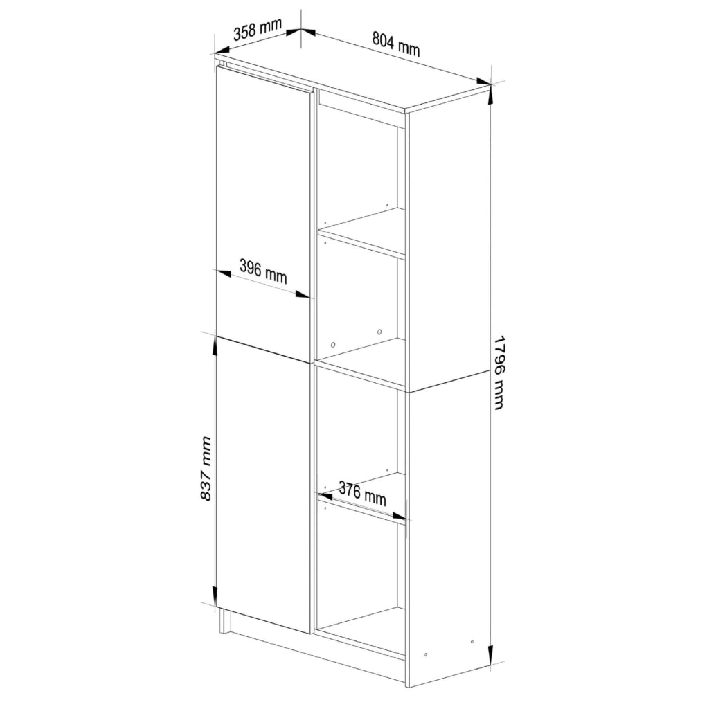 Armadio da ufficio AKORD R80 Wengé 80 cm 1 anta inserto frontale Bianco 80x35x180 cm
