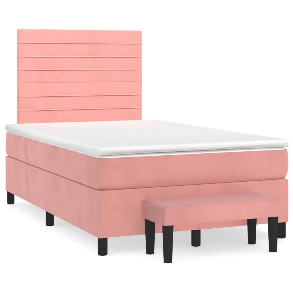 Giroletto a Molle con Materasso Rosa 120x200 cm in Velluto
