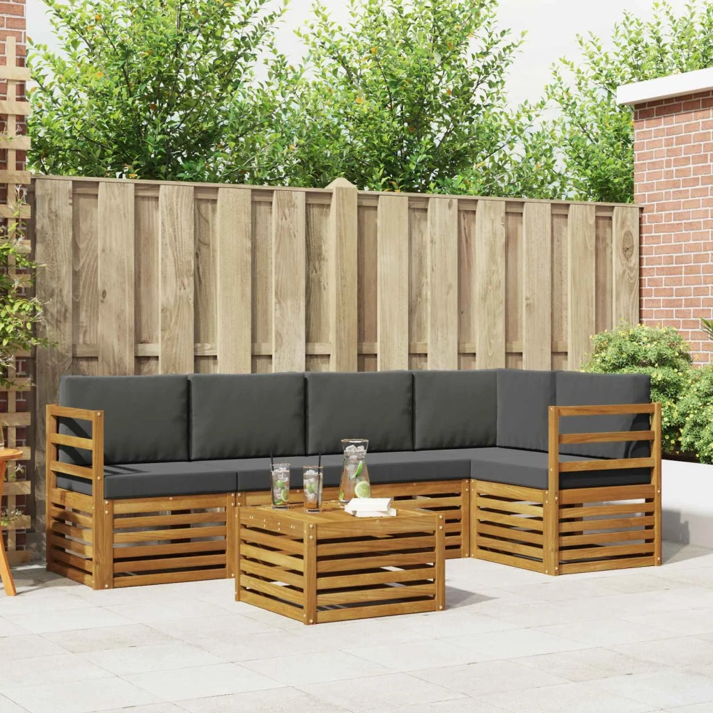 Set divano sezionale con cuscino 6 pcs Naturale e Antracite 3374832