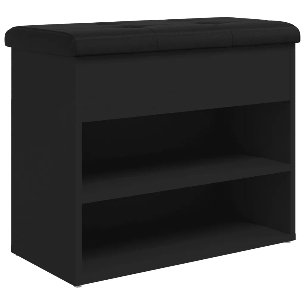 Panca Porta Scarpe-Sgabello-Panca Scarpiera Nera 62x32x50 cm in Legno Multistrato