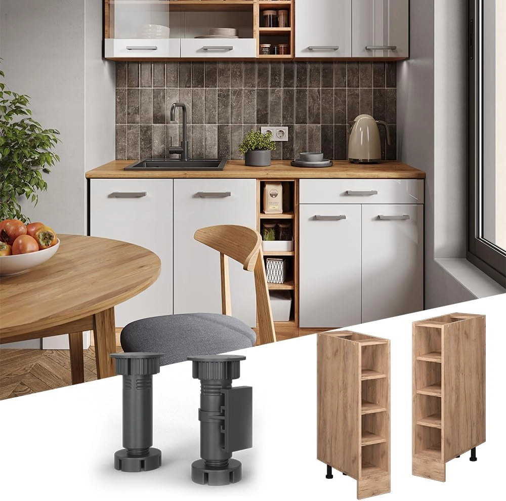Scaffale da cucina R-Line, Quercia dorata, 20 cm senza piano di lavoro, per la libera combinazione all'interno di sistemi cucina modulari