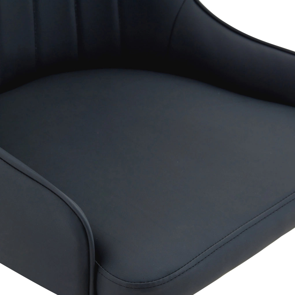 Set di 2 sedie da pranzo con schienale a fulmine in pelle PU nera